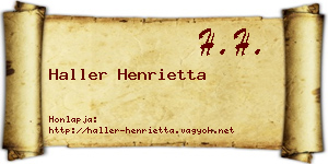 Haller Henrietta névjegykártya